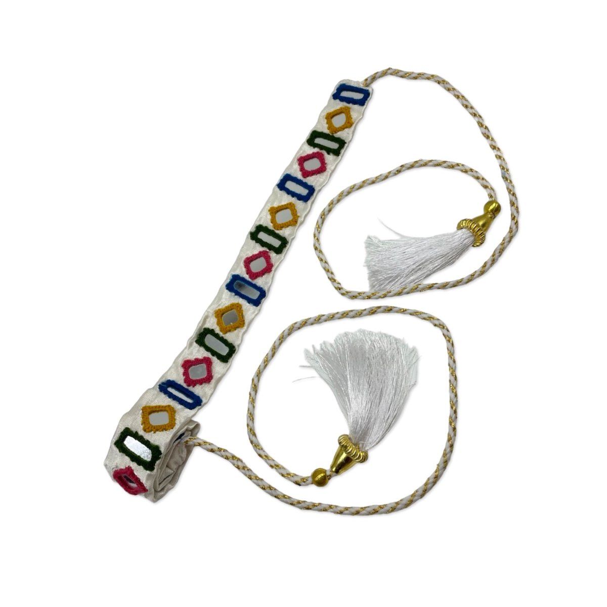 Buy Digital Dress Room Banjara Kamarbandh White Fabric Square Rectangle