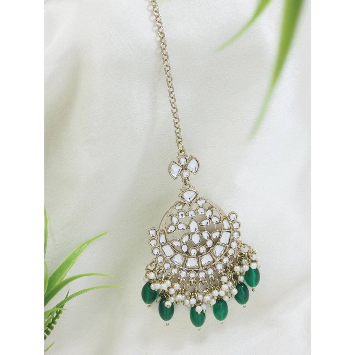 I Jewels Gold-Plated Maang Tikka Head Jewellery