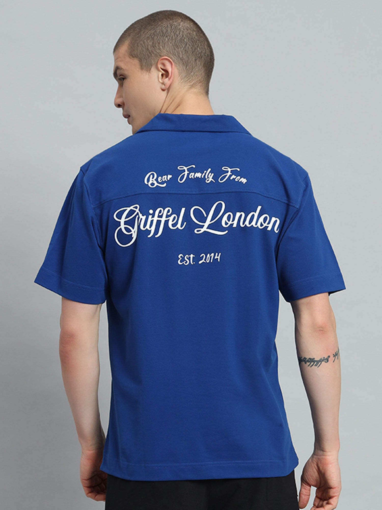 Buy Griffel Printed Regular Fit Royal Bowling Shirt Online