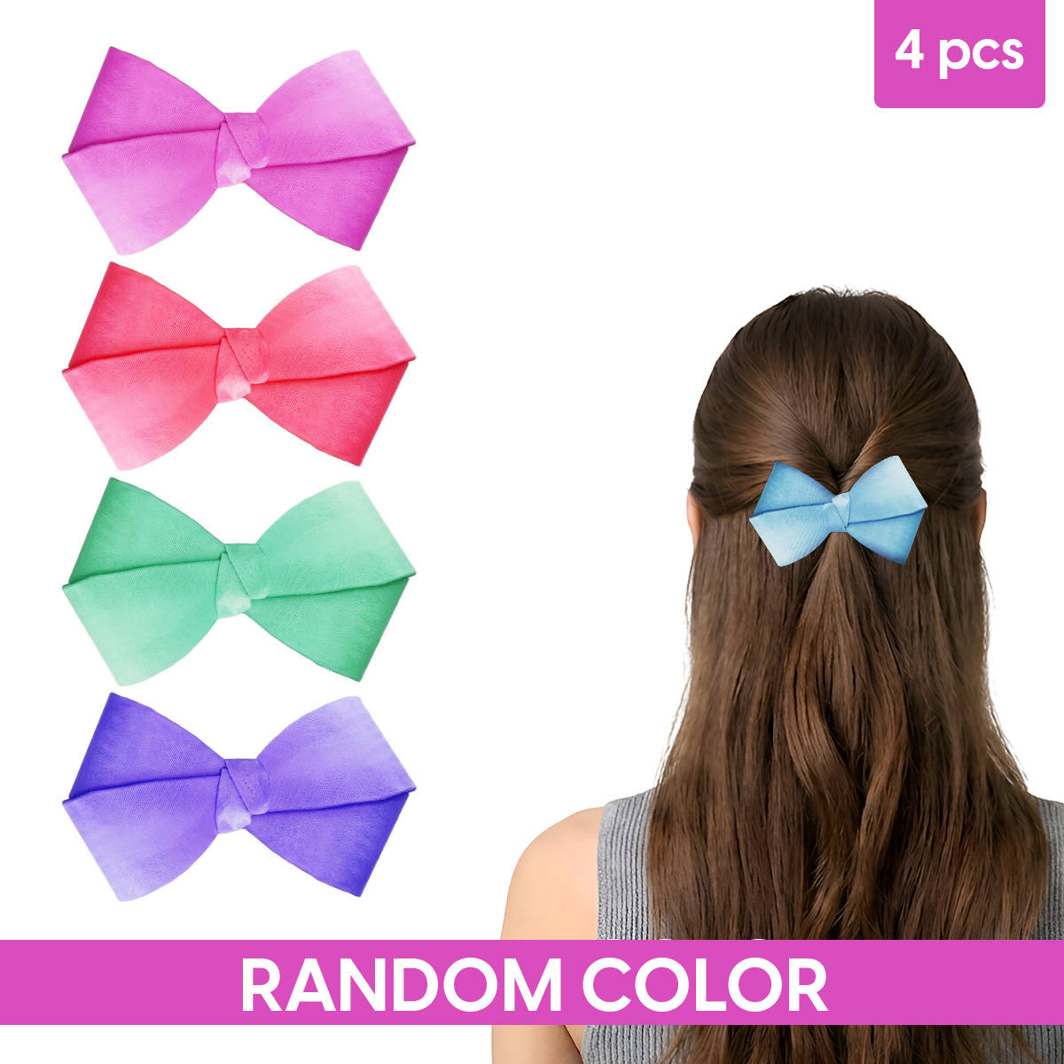 Matra Bow Hair Clips Alligator Satin Coquette Barrette Bowknot Silk Ribbon Hair Pin