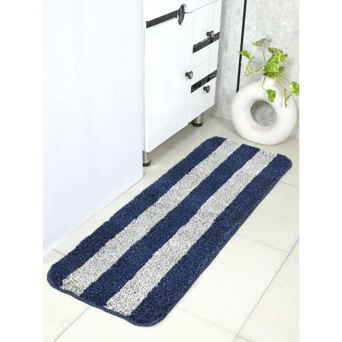 Saral Home Shimo Microfiber Soft Antiskid Runner Blue