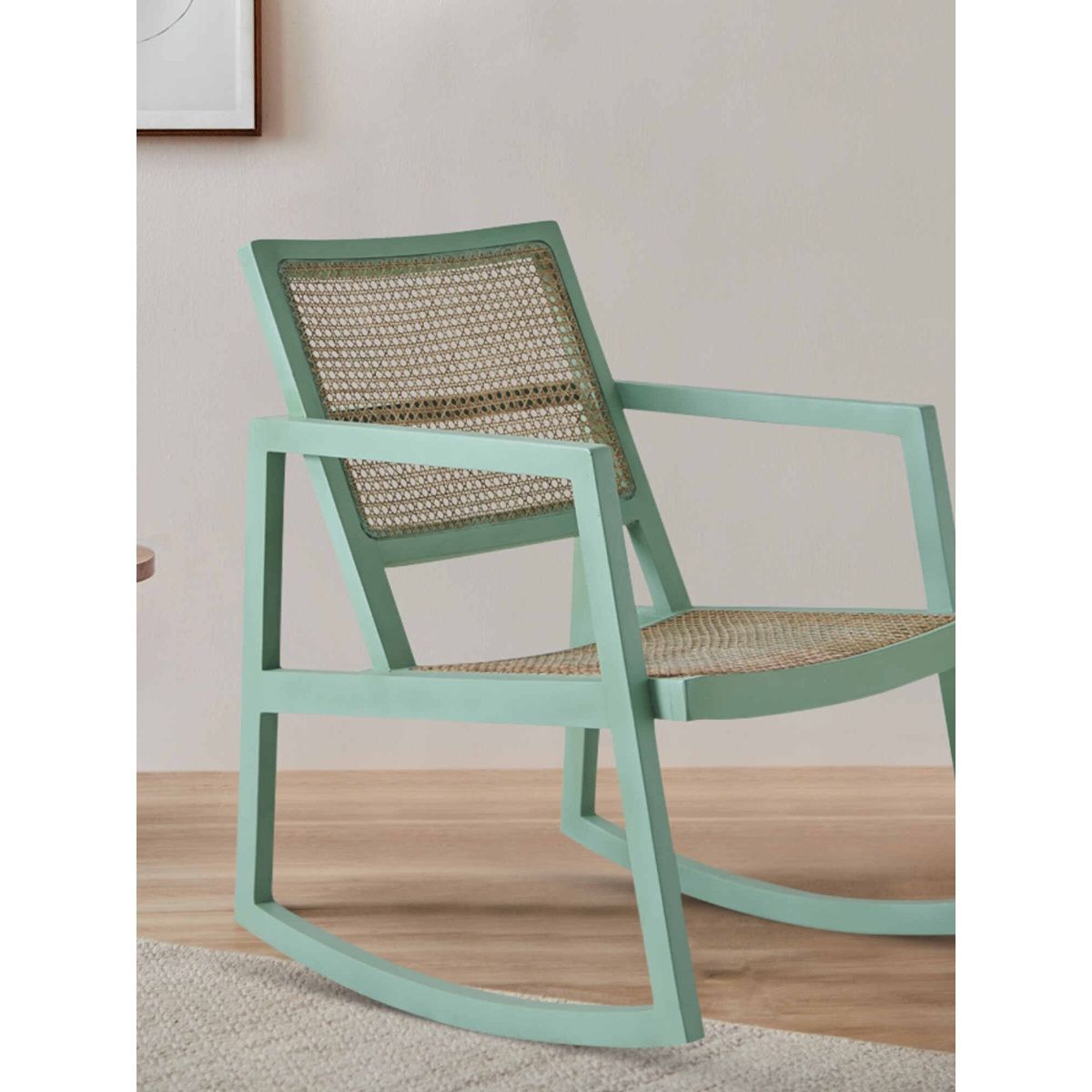 Chumbak French Rattan Rocking Chair Teal Buy Chumbak French Rattan