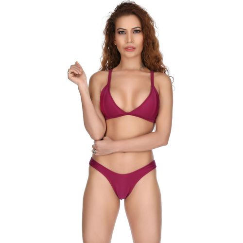 Berry's Intimatess Maroon Two Piece Swimsuit with Leg Cut Bottoms (Set of  2) (S)