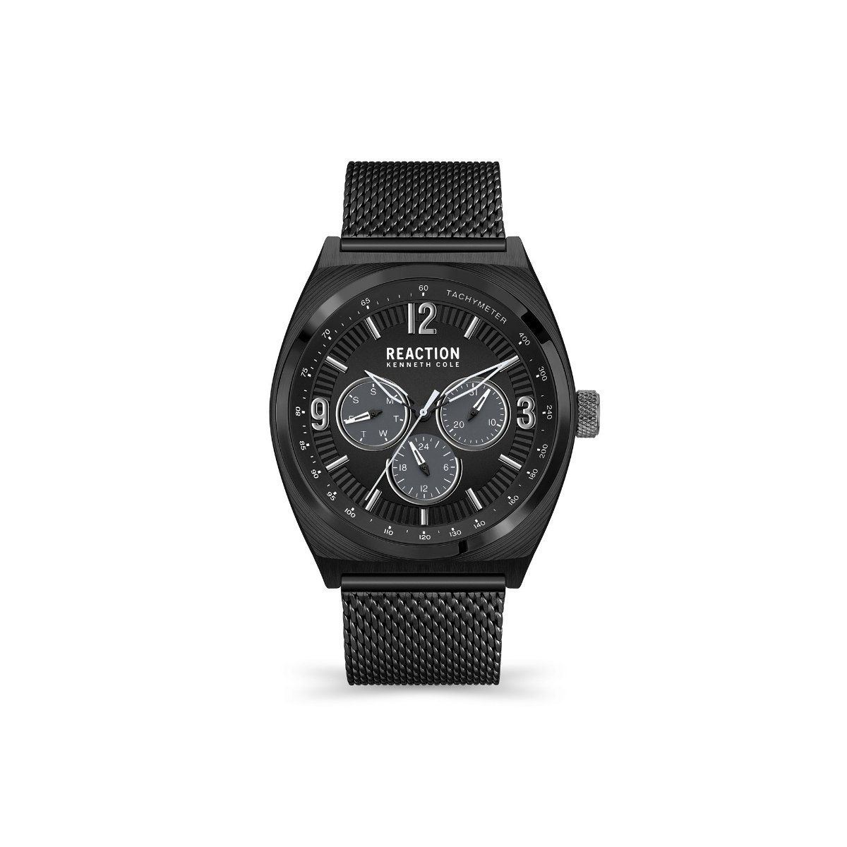 Reaction Kenneth Cole MULTI Men IP Black Stainless Steel Mesh Carl Watch KRWGK2192401
