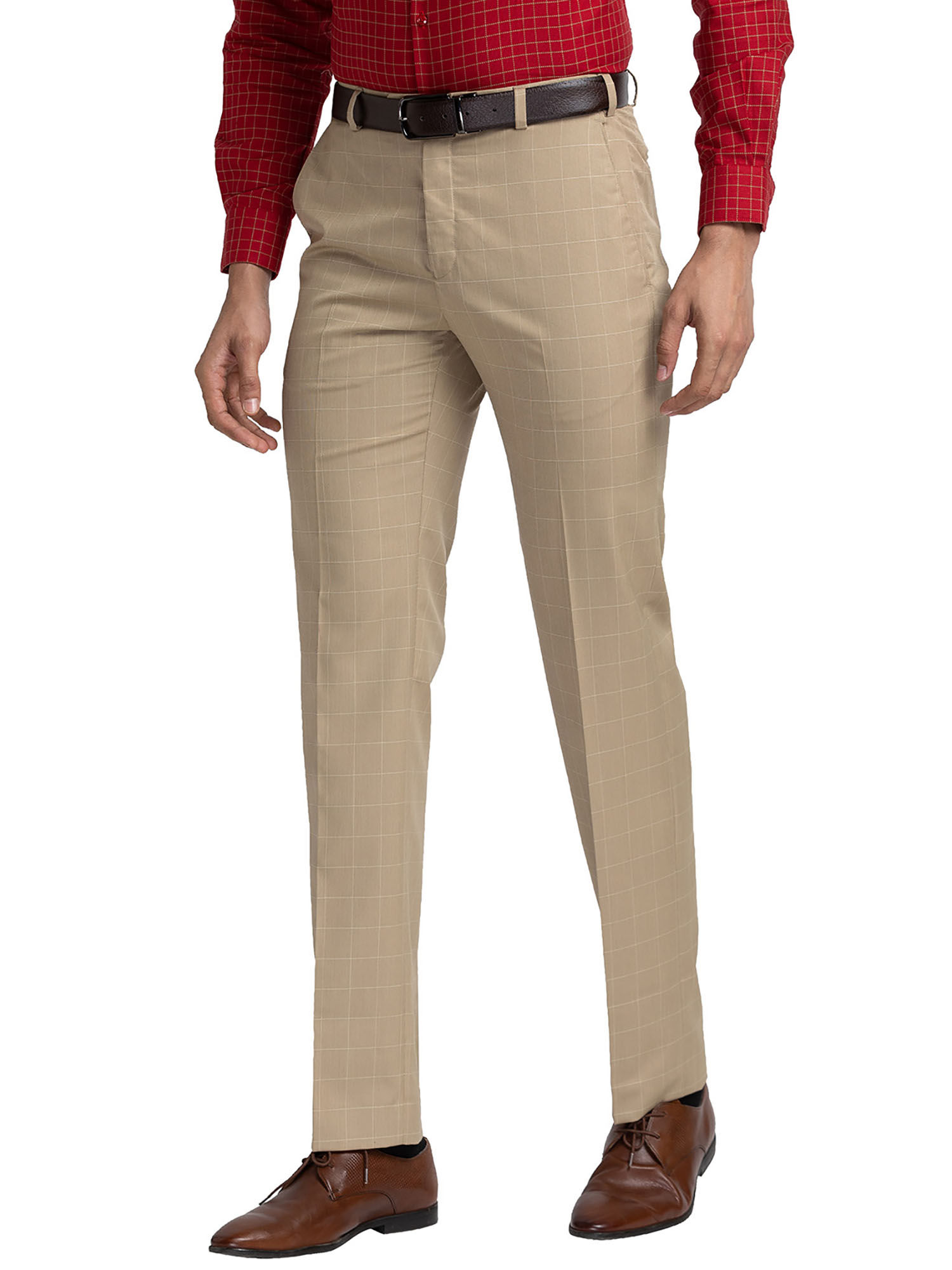 Buy Raymond Slim Fit Checkered Grey Formal Trouser online