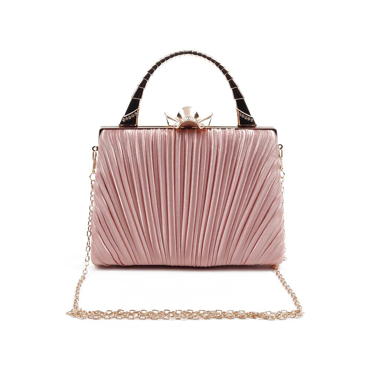 Pink metallic feather bag