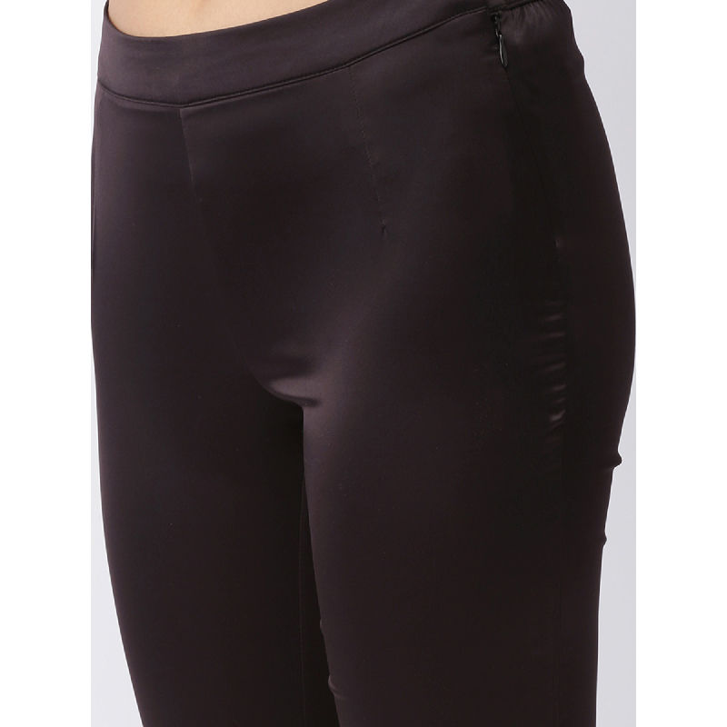 Shiny leggings with back pockets 7/8 length - Black - Sz. 42-60 -  Zizzifashion
