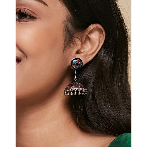 Buy Fabindia Women Multi-Color Metal Meenakari Jhumka Earrings Online