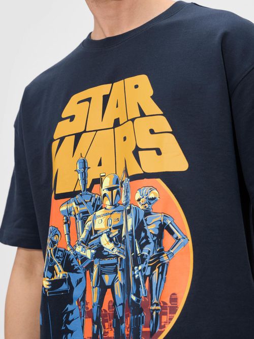 The Souled Store Navy Blue Star Wars Bounty Hunter Graphic Oversized T-Shirt