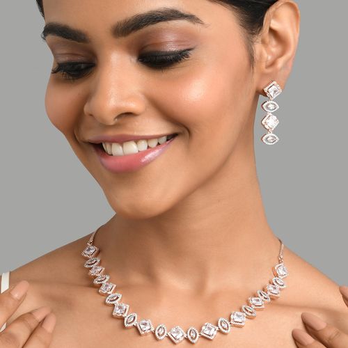 Buy Fida Wedding Luxurious Rose Gold-Plated American Diamond