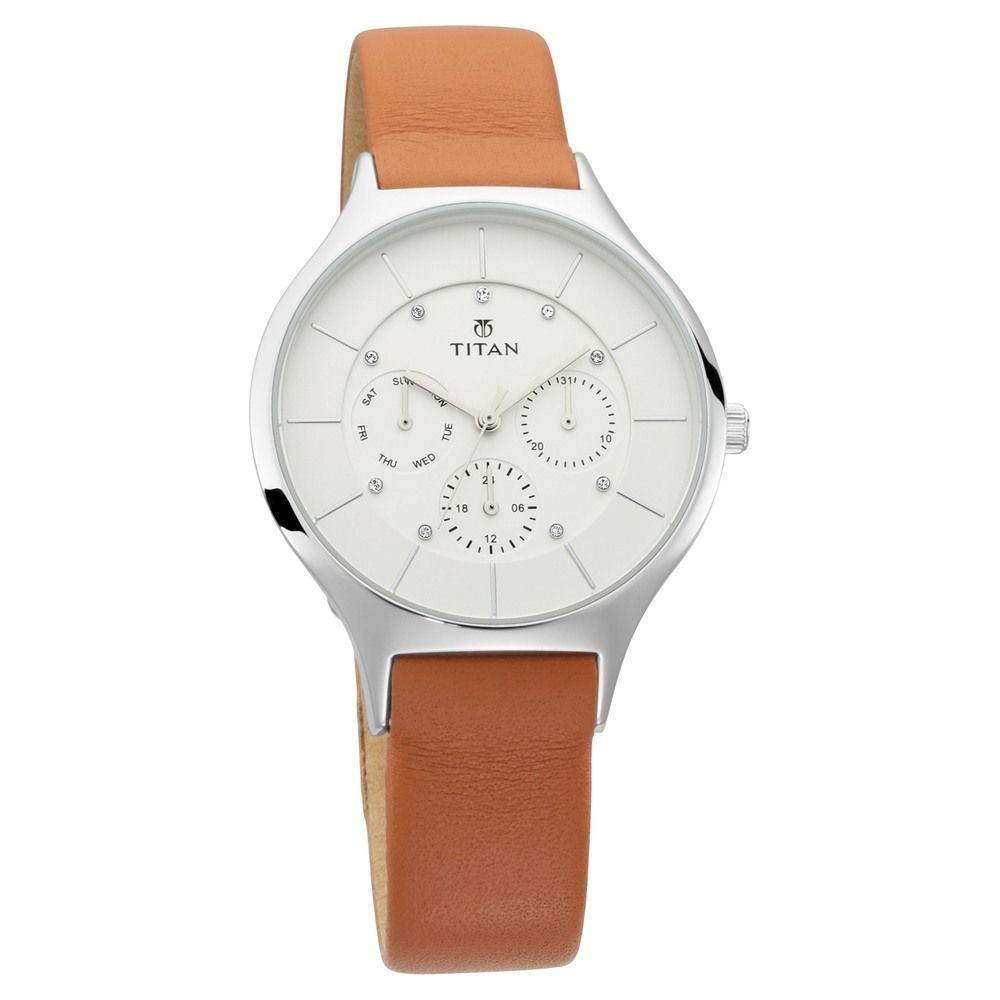 Buy Titan Workwear Men's Watch White Dial, Leather Strap 1769SL04 Online