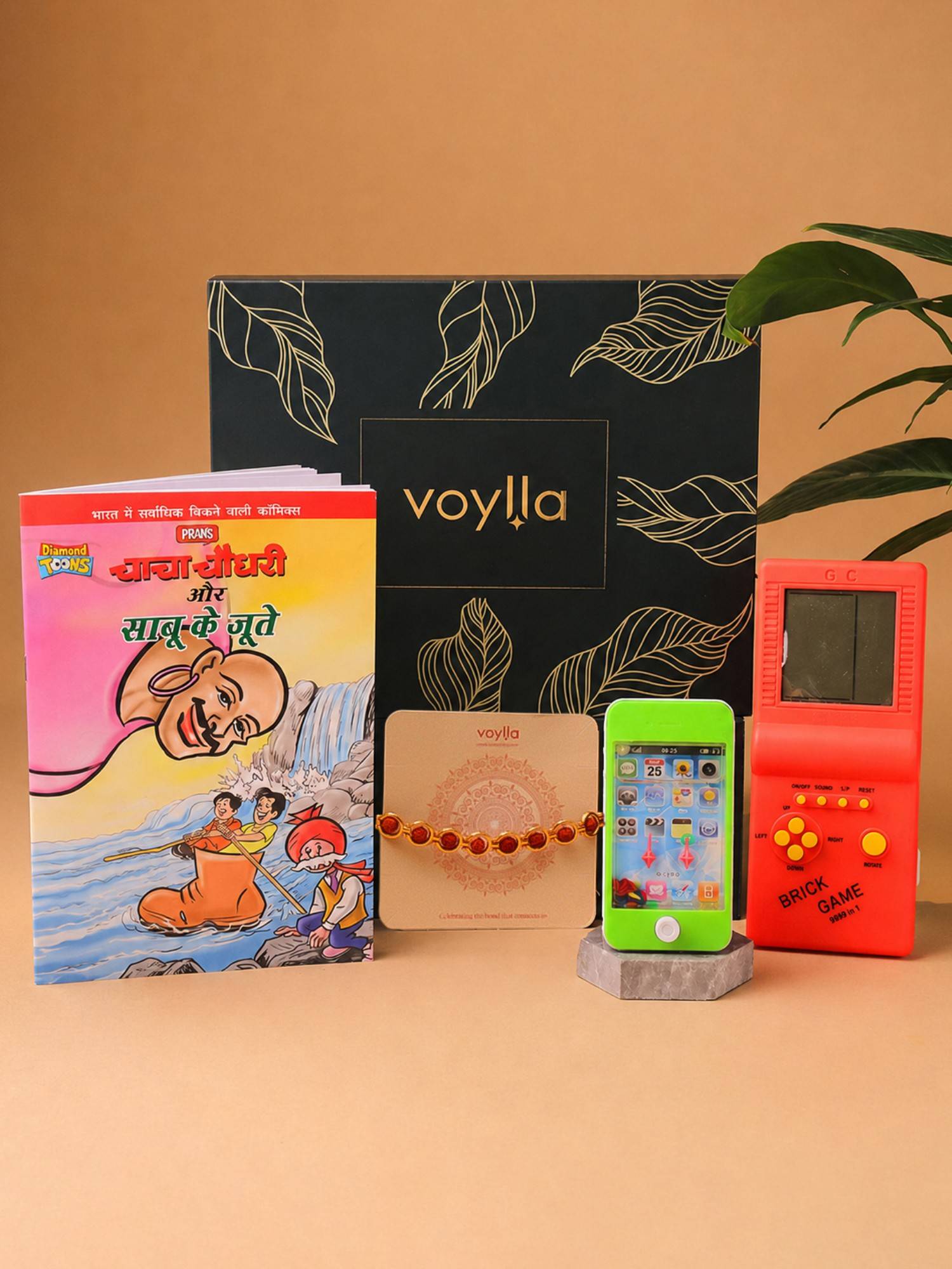 Voylla Multi-Color Fun & Faith Rudraksha Rakhi Gift Set