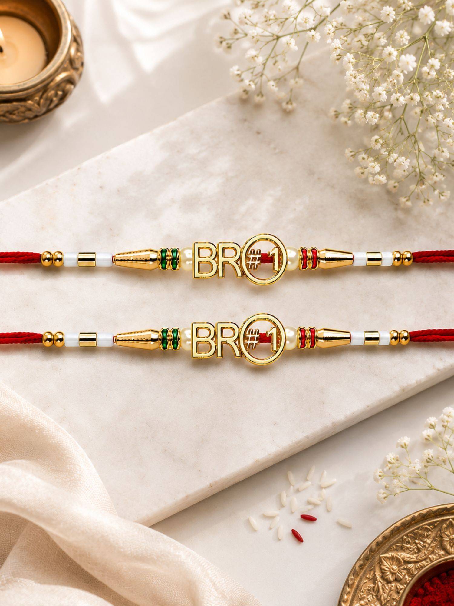 VIRAASI Red Bro Rakhi Set