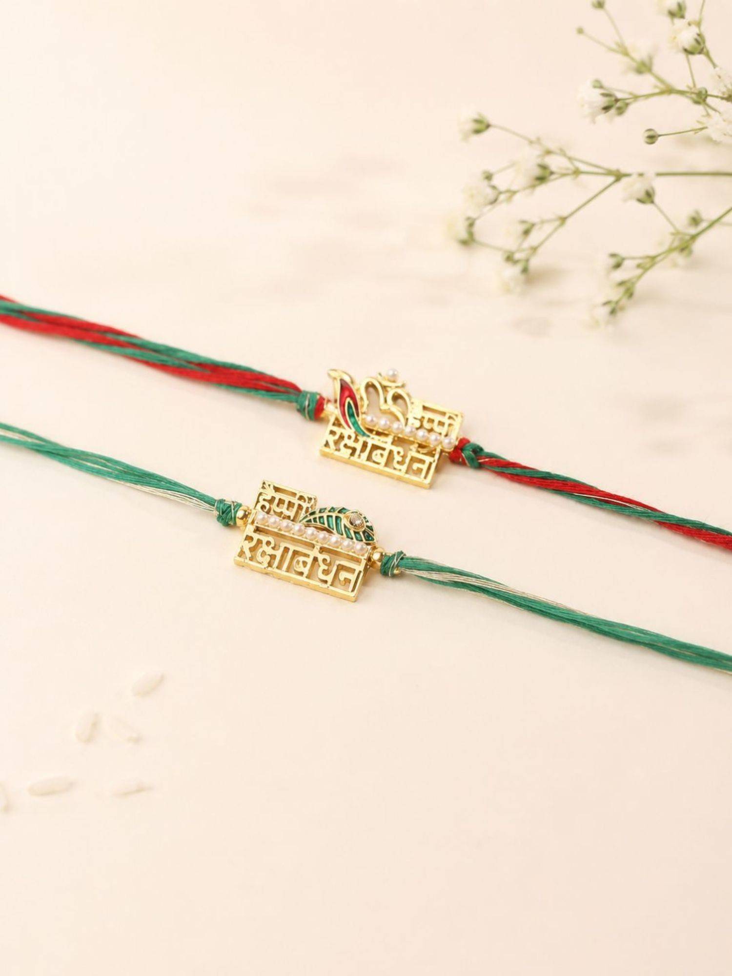 VIRAASI Multicolor Bhaiya Rakhi Set of 2