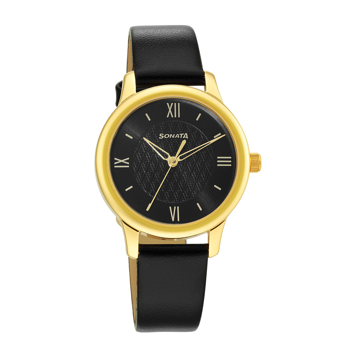 Buy Sonata Classic Gold 8178YL01 Black Dial Analog watch for Women Online