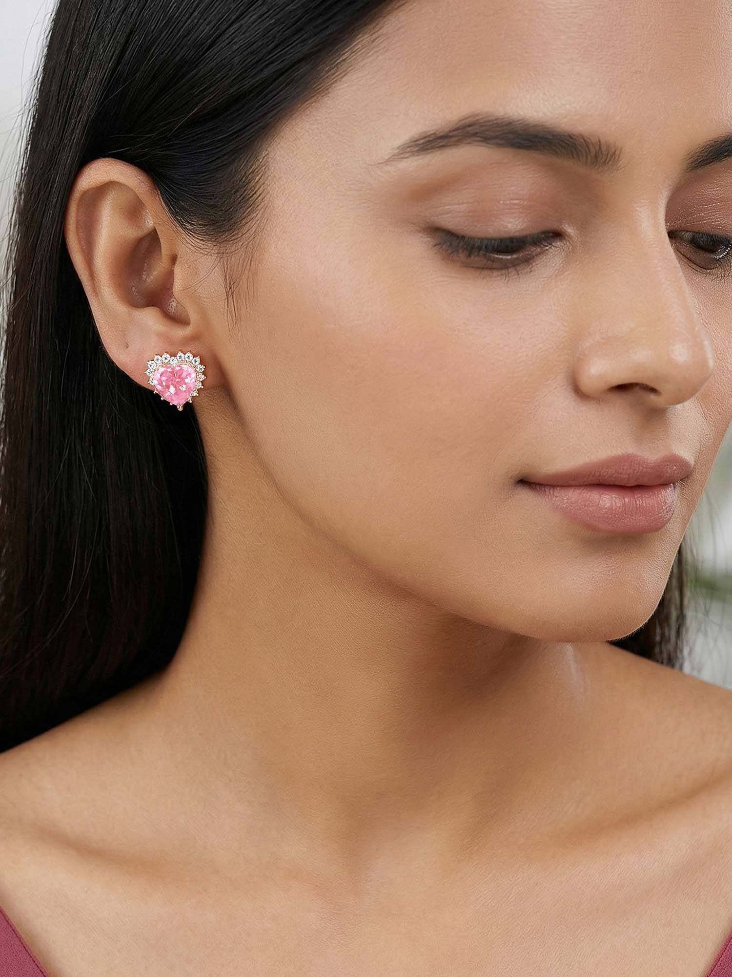 GIVA 925 Silver Rose Gold Blush Vows Earrings