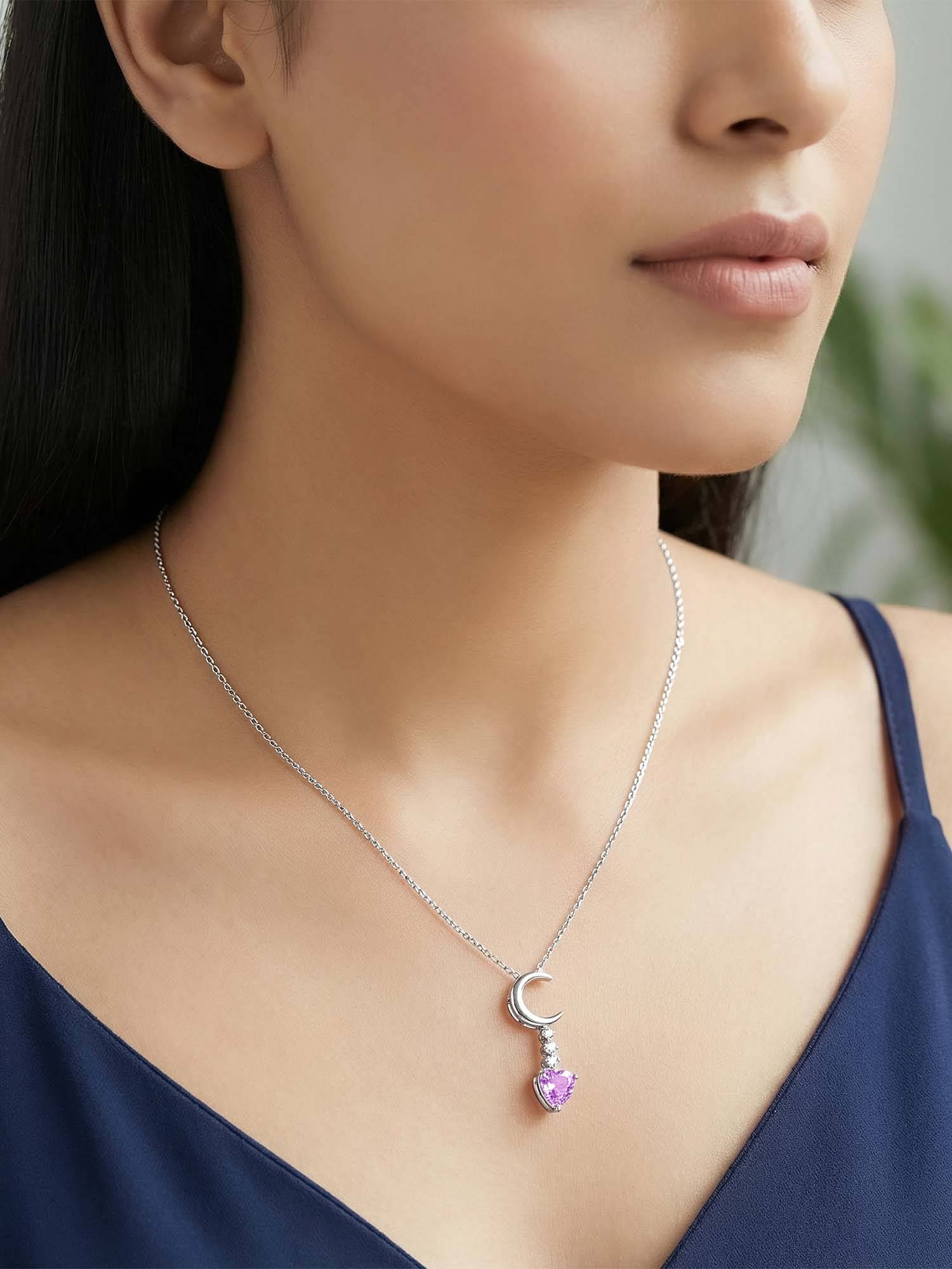 GIVA 925 Silver Lunar Promise Necklace