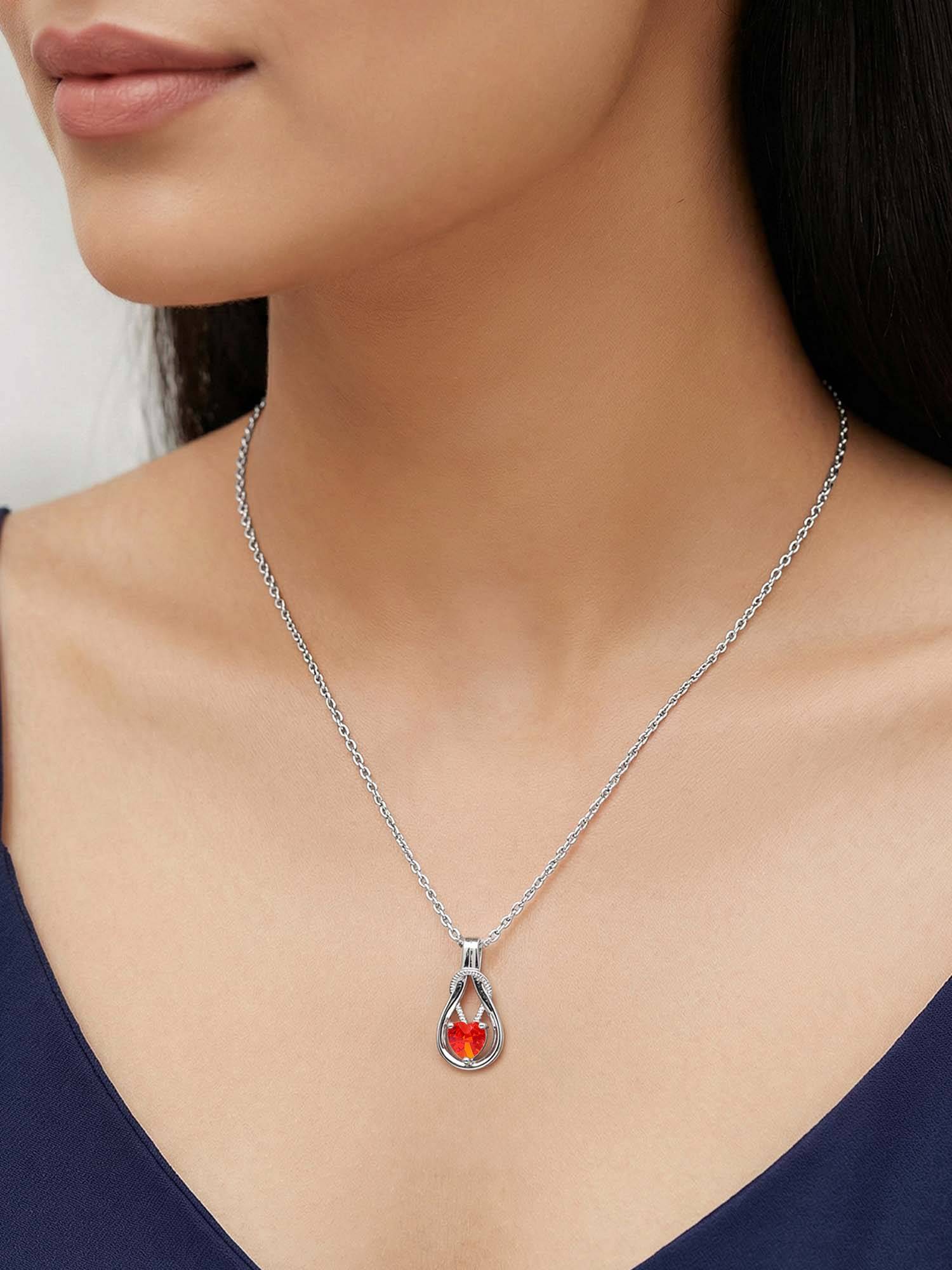GIVA 925 Silver Silent Vows Pendant With Link Chain
