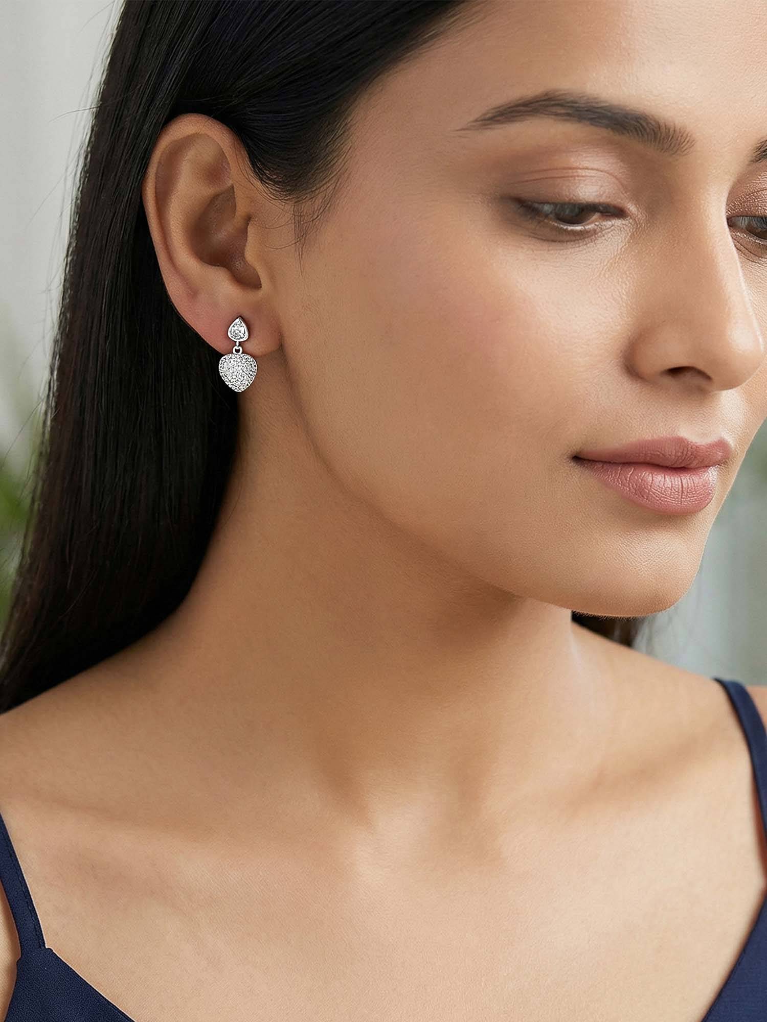 GIVA 925 Silver Falling Heart Earrings