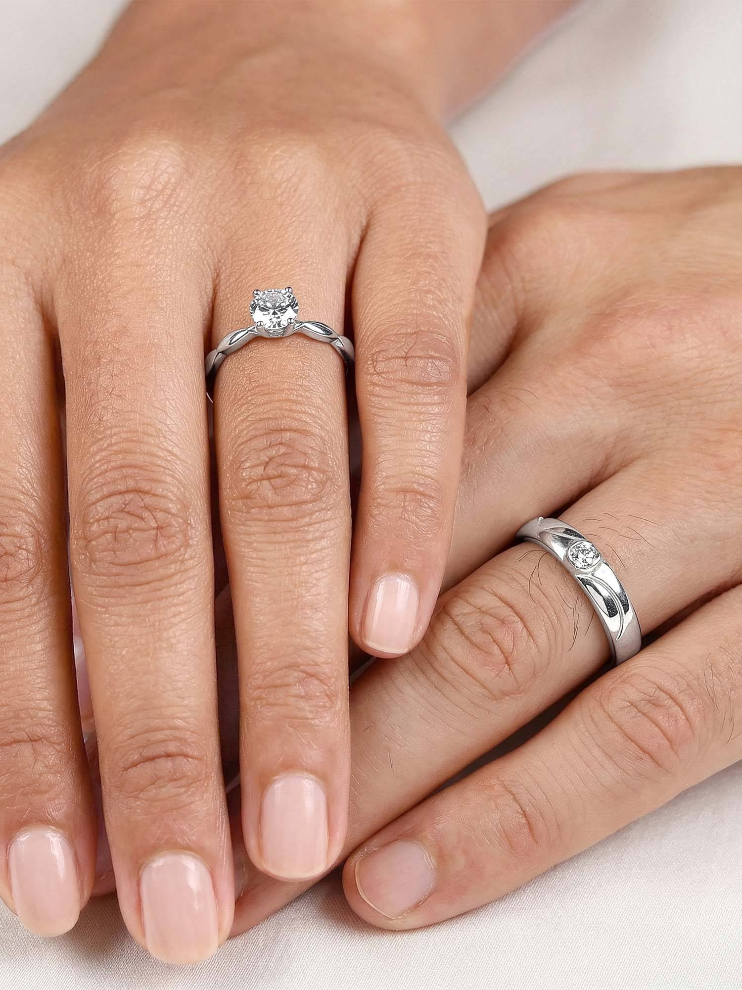 GIVA 925 Silver One Beat Couple Rings