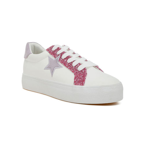 London Rag Metallic Star Glitter White Sneakers (UK 3)