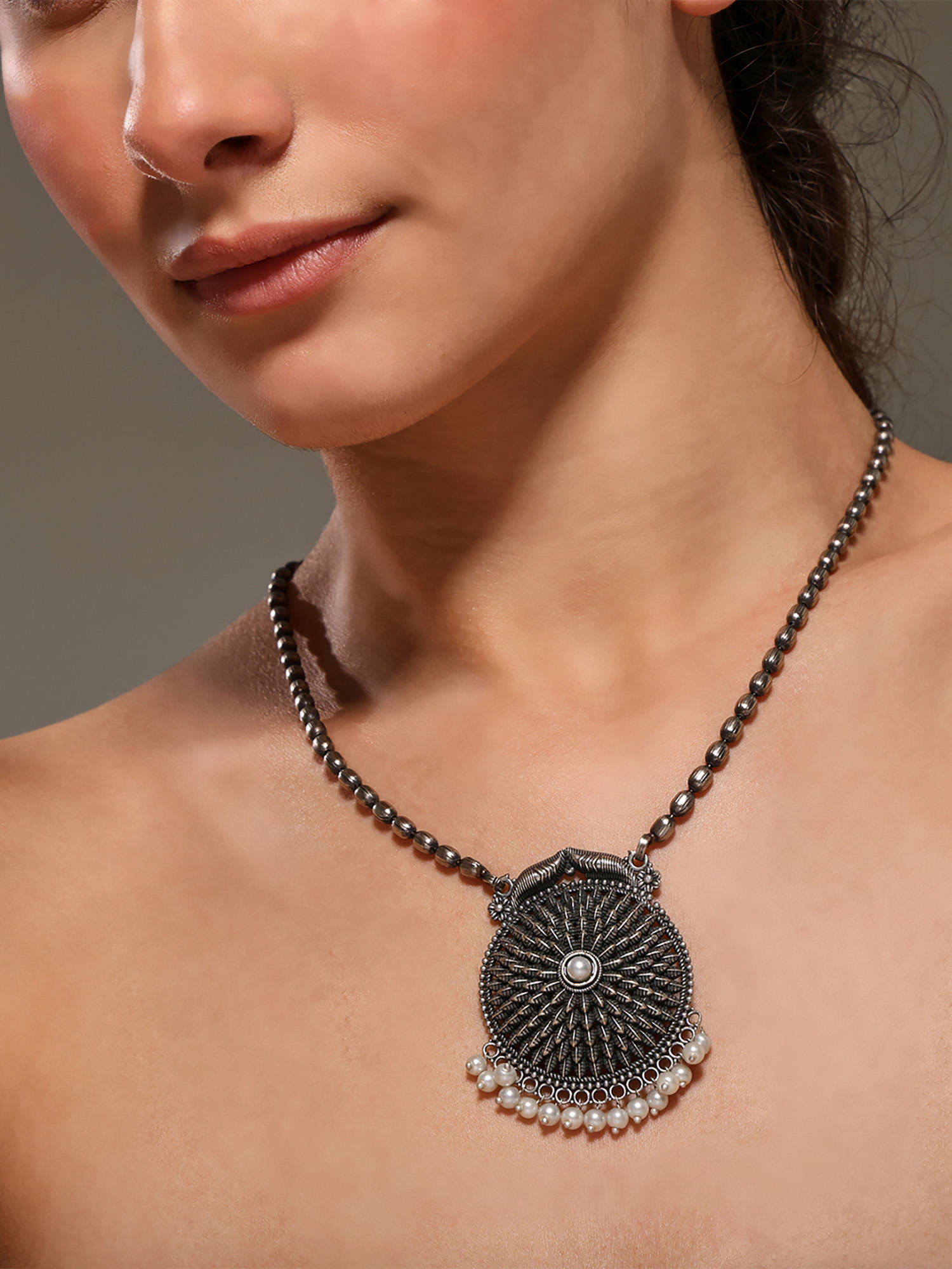 VENI Brass Silver-Plated Necklace