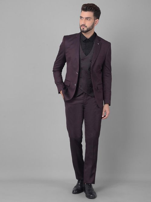 Buy CRIMSOUNE CLUB Mens Wine Two Piece Suit (Set of 2) Online