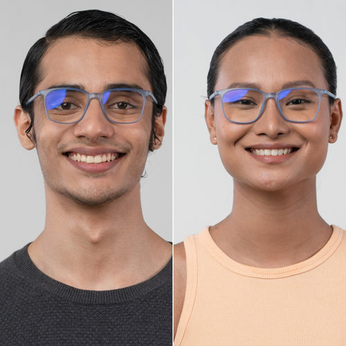 Enrico Bluno Square Blue Light Blocking Anti-Glare Zero Power Computer  Glasses Unisex (41)