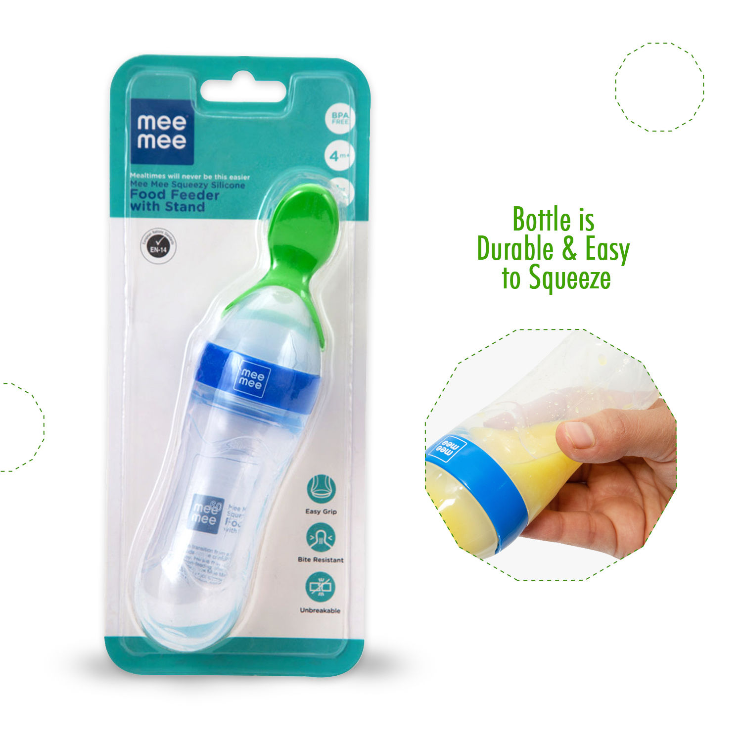 Mee Mee Squeezy Silicone Spoon Feeder - Blue
