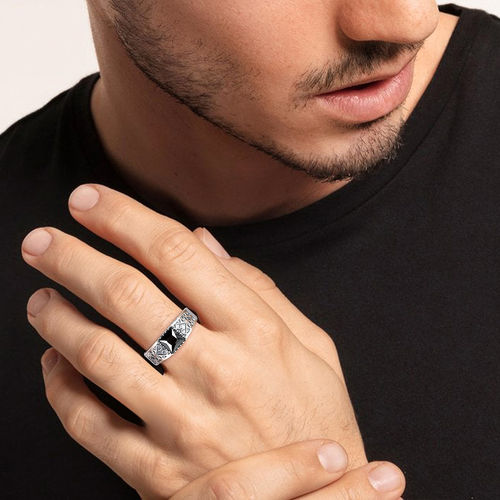 Buy GIVA Sterling Silver Black Stone Ring For Mens Online