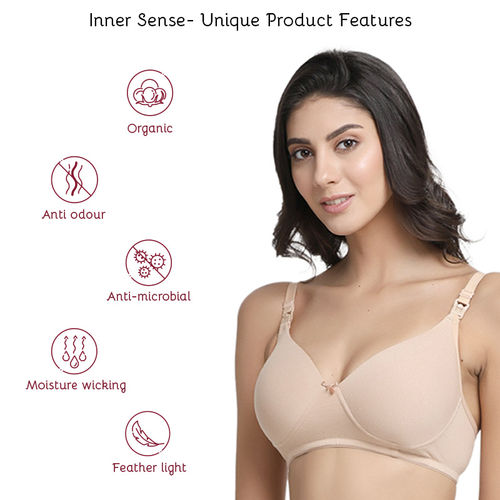 Buy Inner Sense Organic Cotton Blended Feeding Women's Nursing Bra - Nude  Online
