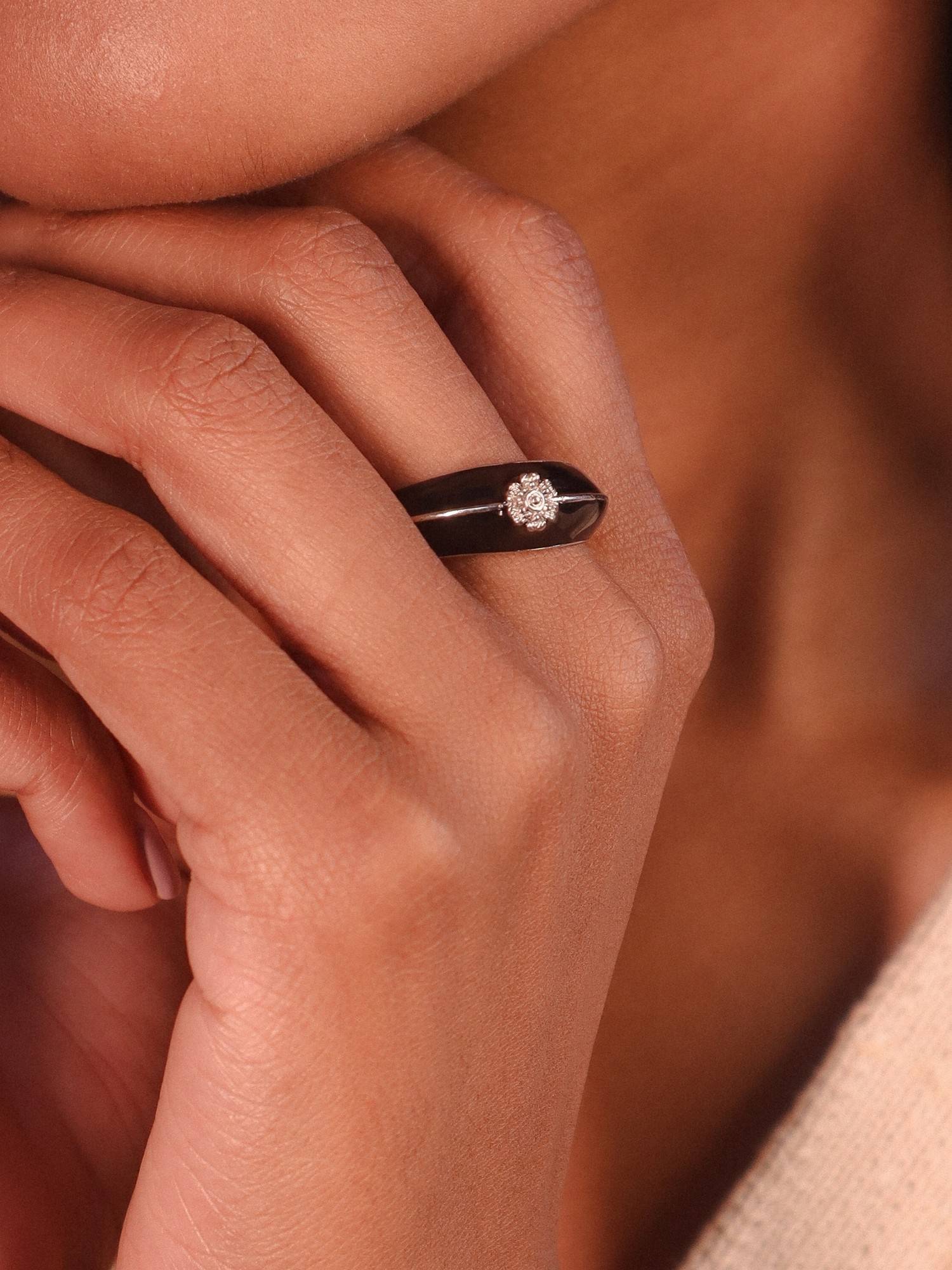 House of Pehr Black Studded Finger Ring
