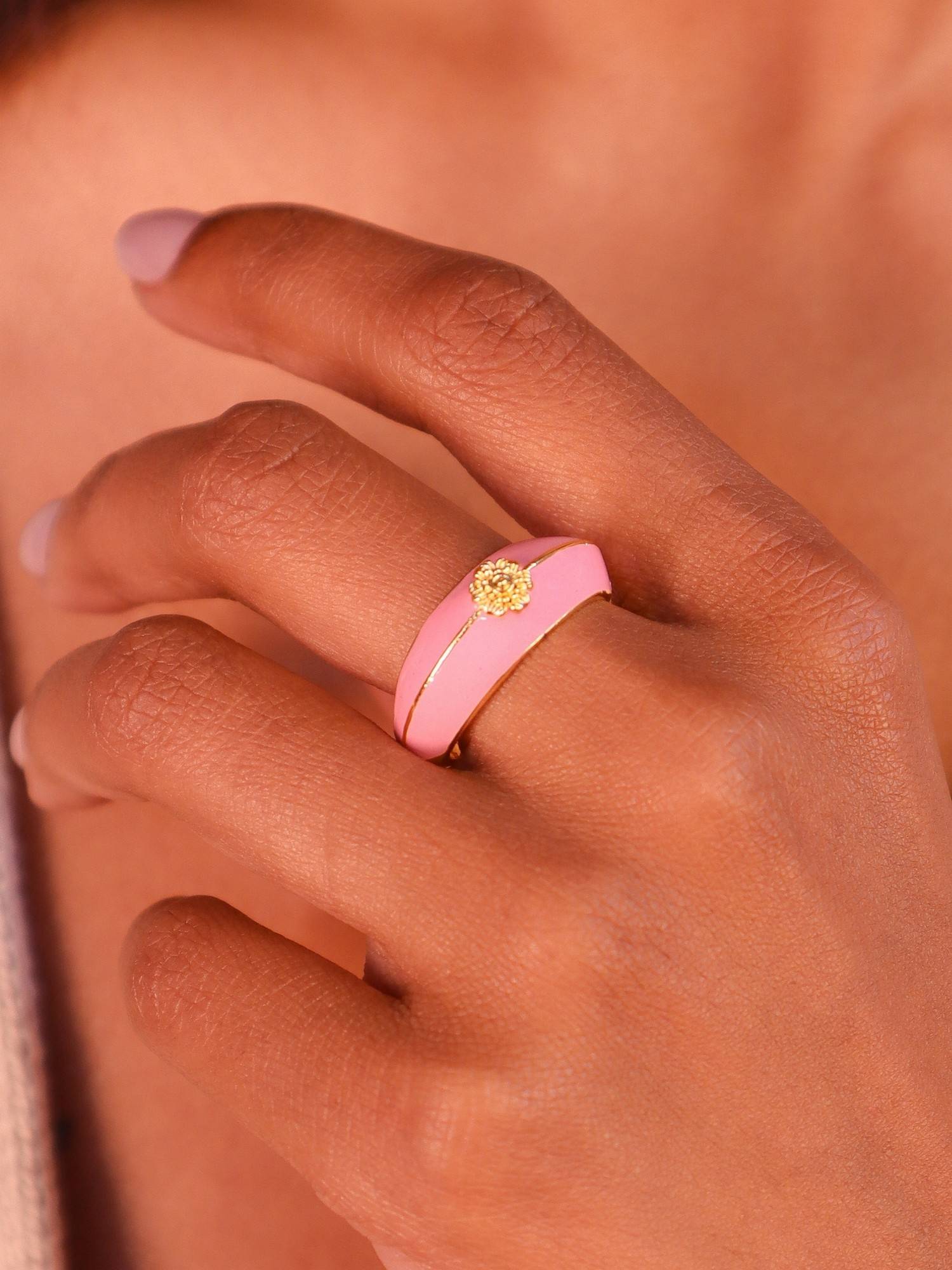 House of Pehr Pink Studded Finger Ring