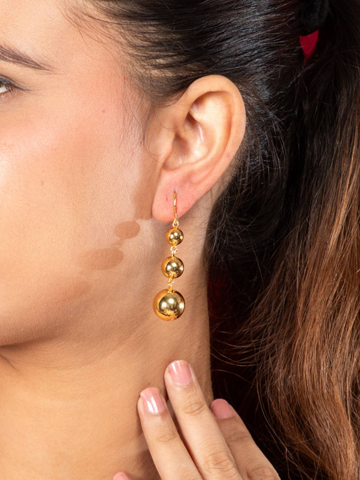 Niscka 24K Gold Plated Tennis Ball Dangler Earrings