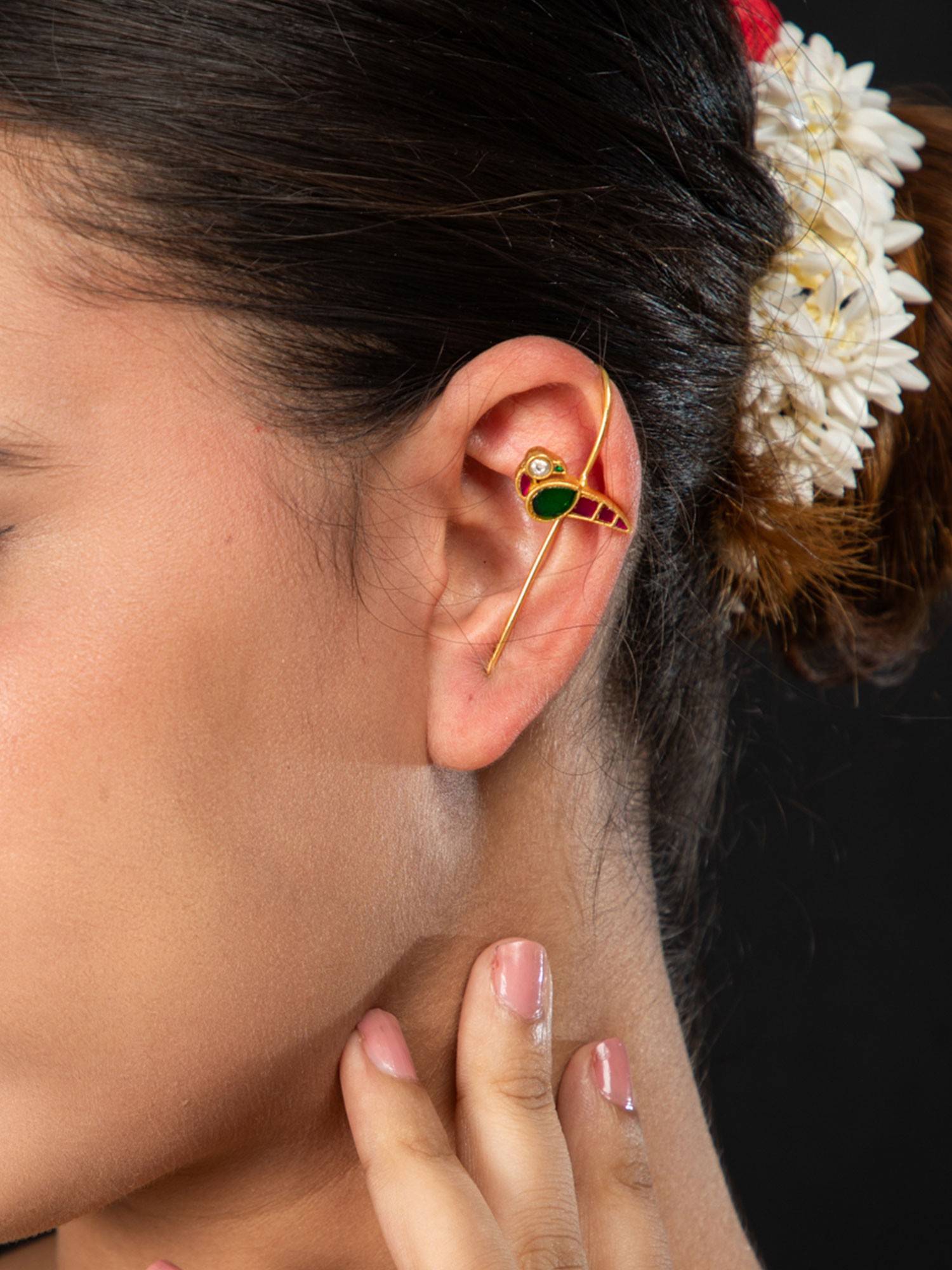 Niscka Gold Plated Long Bird Design Earrings