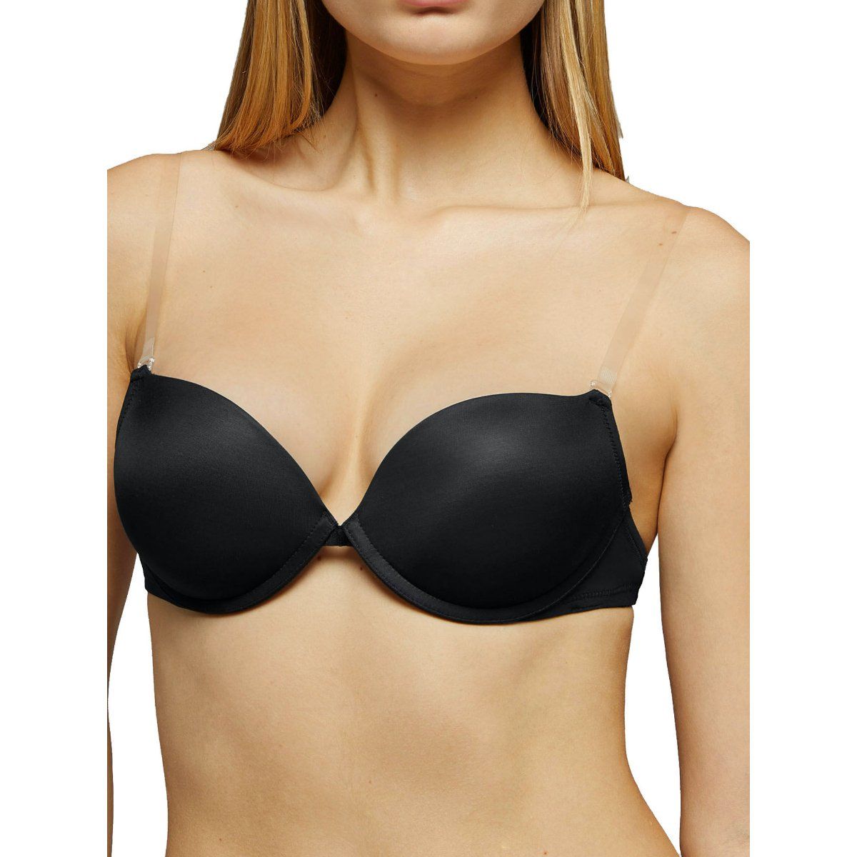 Buy Yamamay Black Under Wired Padded Push Up Bra with 2 Strips Black Online