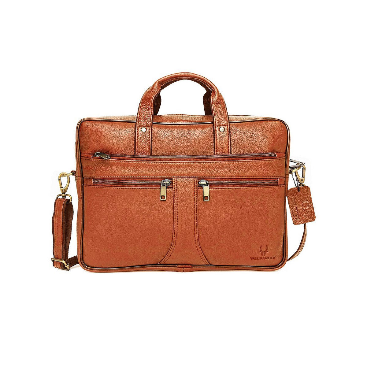 Genuine Leather Tan Leather Briefcase for Men Office 17 Inch  Tan    Ambur Online Leathers