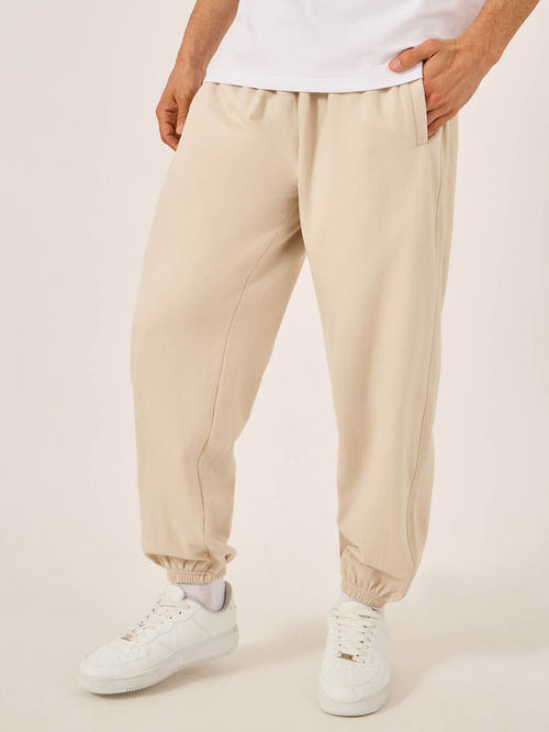 Buy Styli Men Beige Relaxed Fit Heavy Weight Joggers Online
