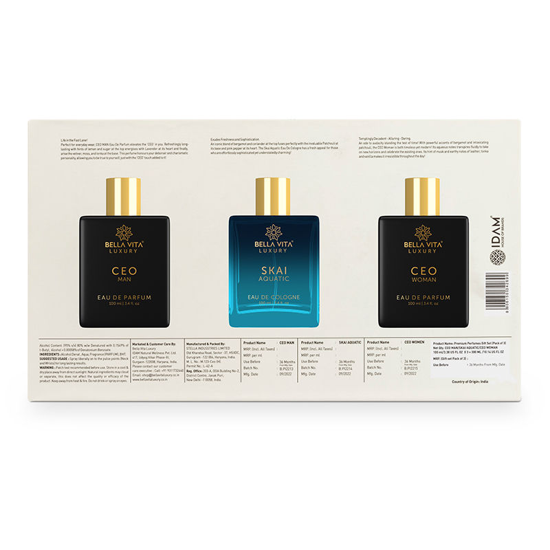 Buy Bella Vita Organic Premium Perfume Gift Set - Skai Aquatic Unisex ...