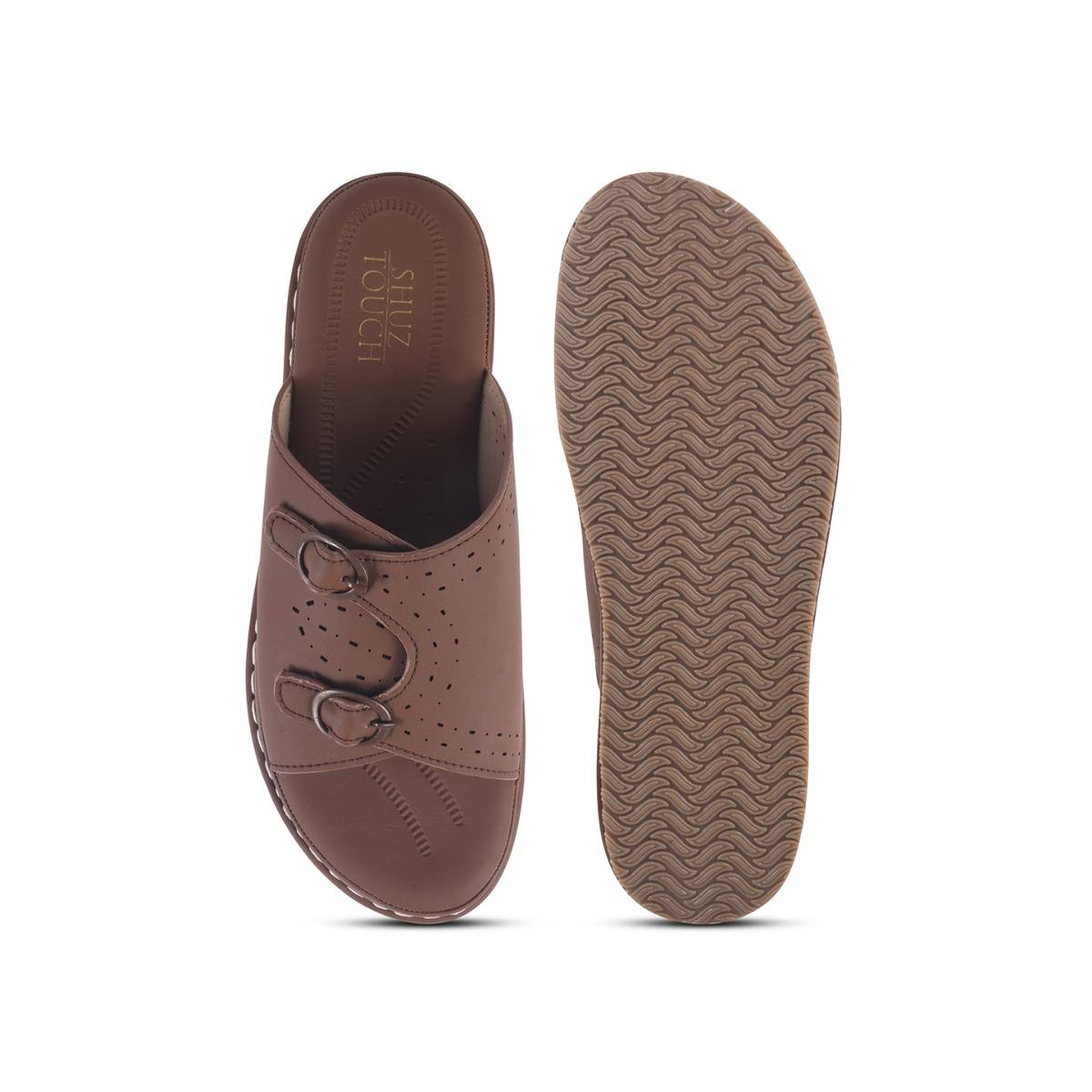 Buy SHUZ TOUCH Women Brown Slip On Platform Sandals Online