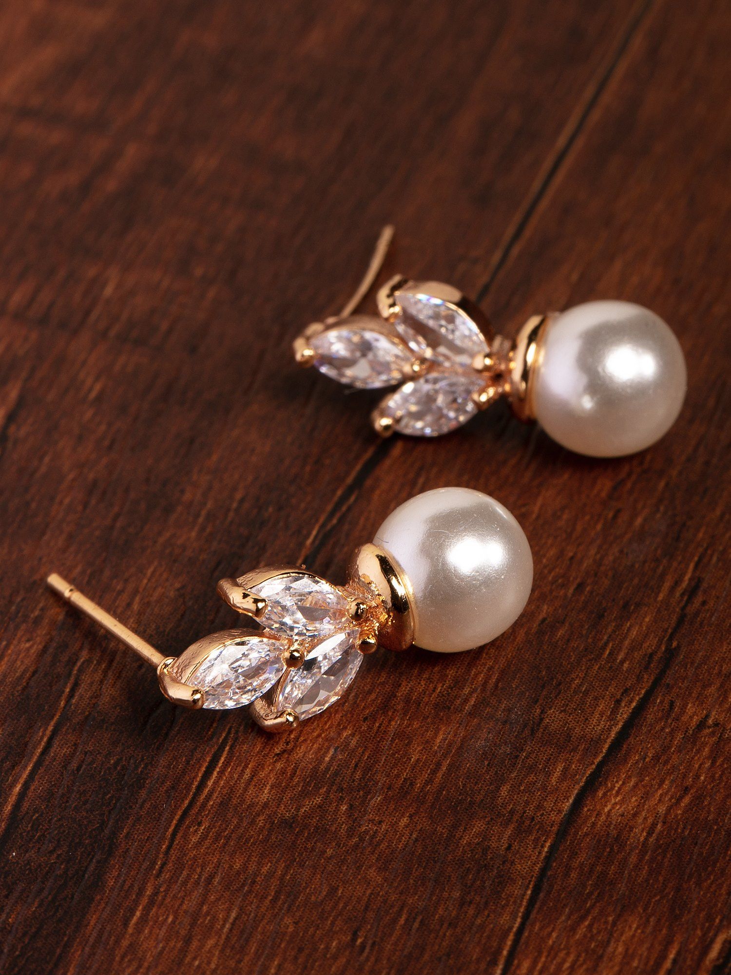 Dazzling Dangles Inlaid Rhinestone Pearl Gold Stud Earrings Women  Personality Fashion Unique Design Earrings Wedding Jewelry