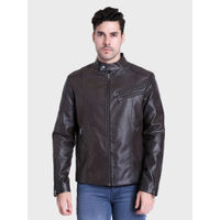 Justanned Black Front Zip Leather Jacket