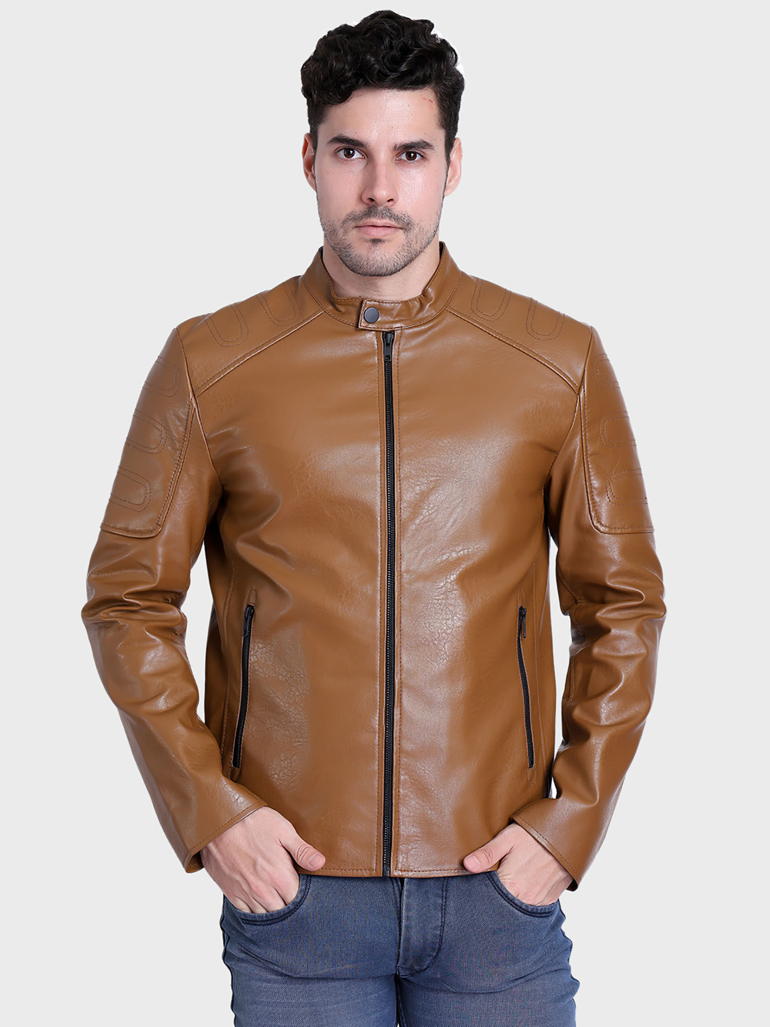 Buy Justanned Rusting Tan Leather Jacket Online