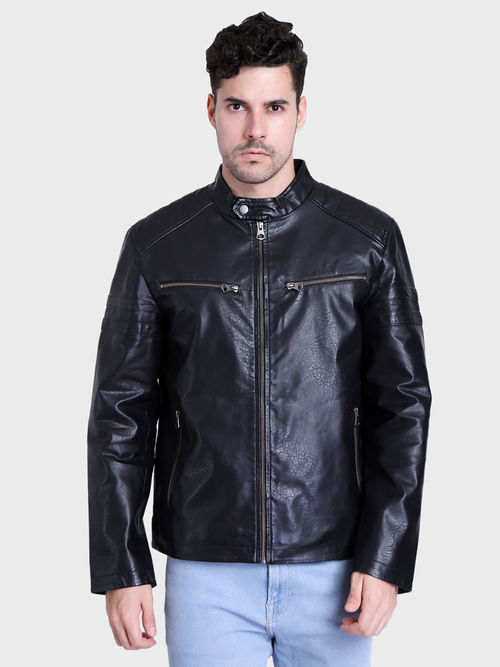 Buy Justanned Double Zip Leather Jacket Online