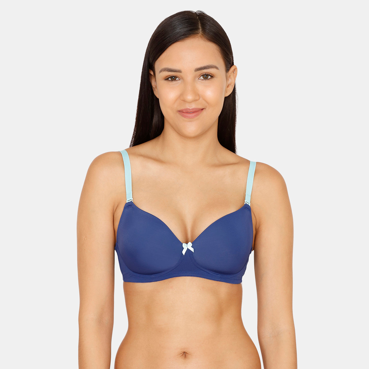 Buy Zivame Padded Non-Wired 3/4th Coverage Ultra Low Back T-Shirt Bra -  Blue online