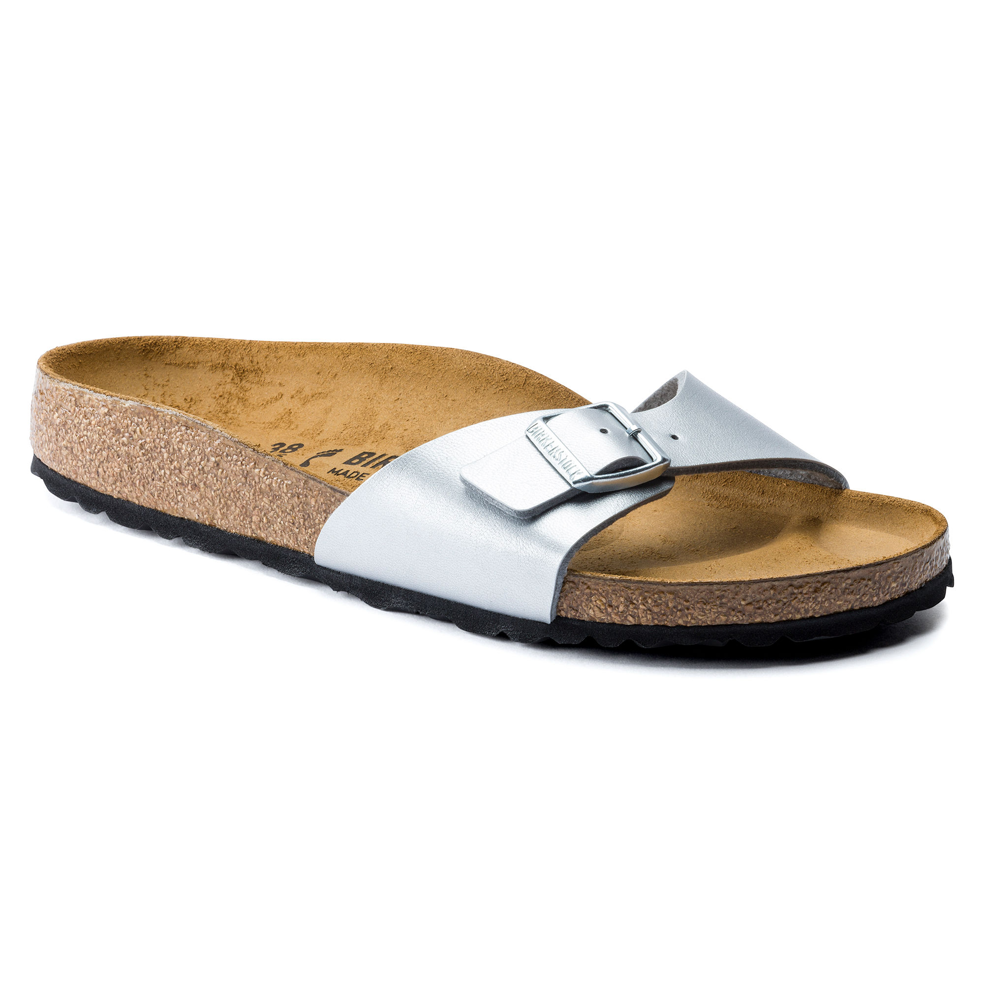 Birkenstock Madrid Birko-Flor Silver Narrow Widht Womens Sandals - EURO 39:  Buy Birkenstock Madrid Birko-Flor Silver Narrow Widht Womens Sandals - EURO  39 Online at Best Price in India | Nykaa