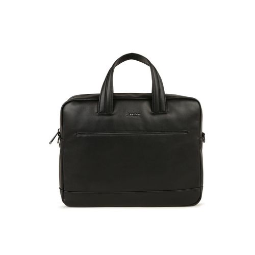 Buy Calvin Klein Solid Black Polyester Laptop Bag Online