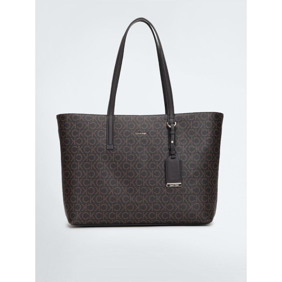 Calvin Klein Logo Brown Polyester Tote Bag