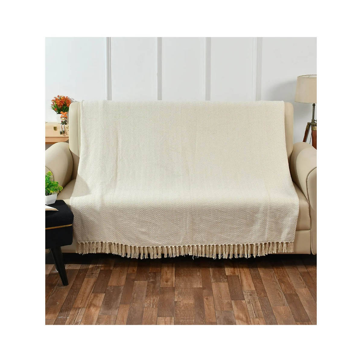 Sashaa World Chevron Sofa Throw with Tassels