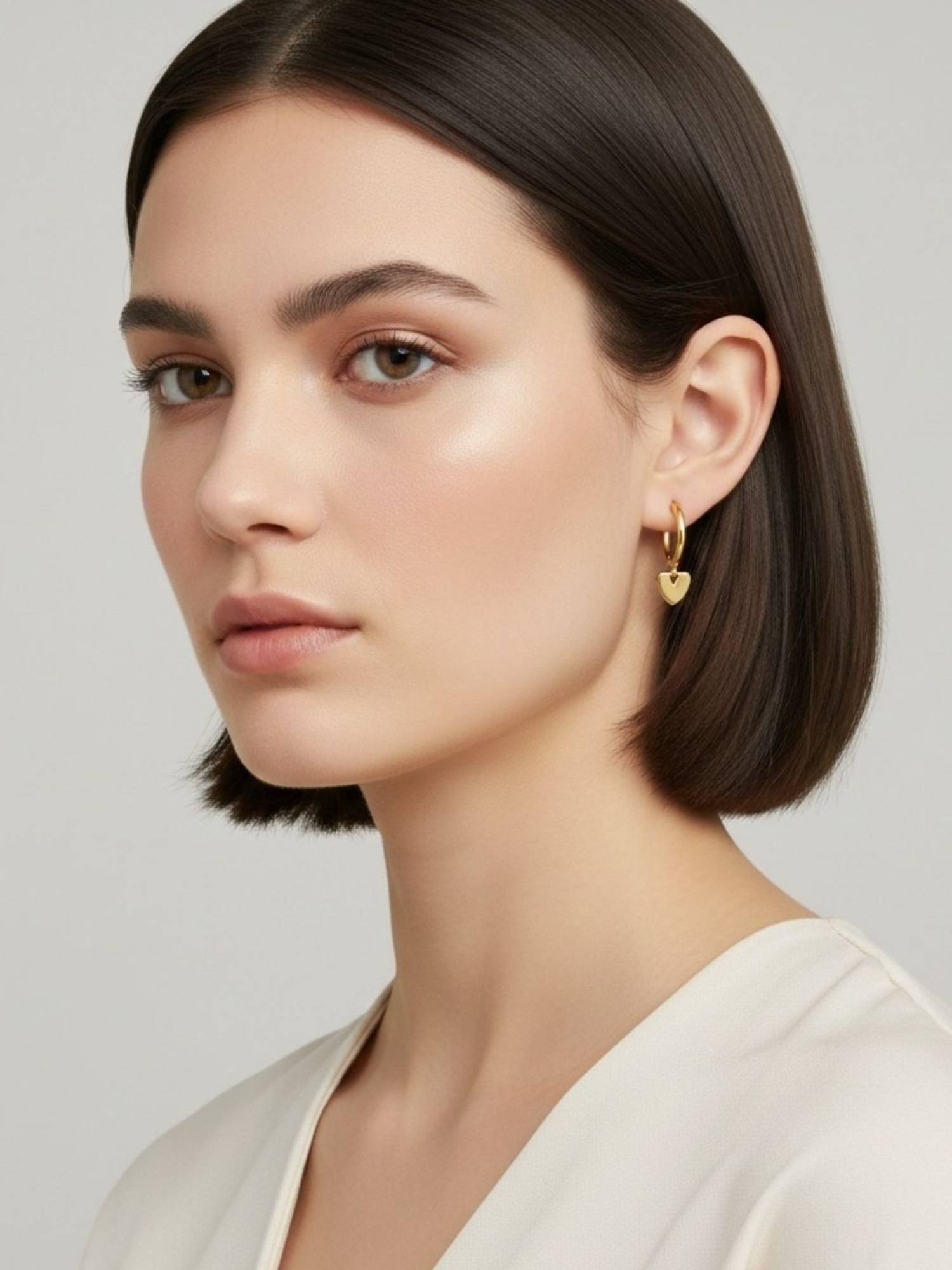 RACHIVA 925 Sterling 18K Gold Plated Heart Drop Hoop Earrings